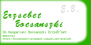 erzsebet bocsanszki business card